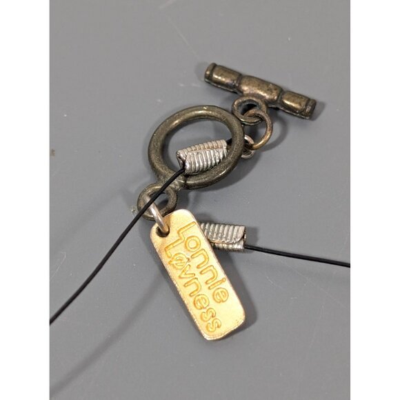 VTG Lonnie Lovness Black Gold Tone Star Bead Wire Station Necklace 20" - Picture 7 of 8